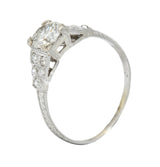 Retro 1.00 CTW Diamond 18 Karat White Gold Stepped Engagement RingRing - Wilson's Estate Jewelry