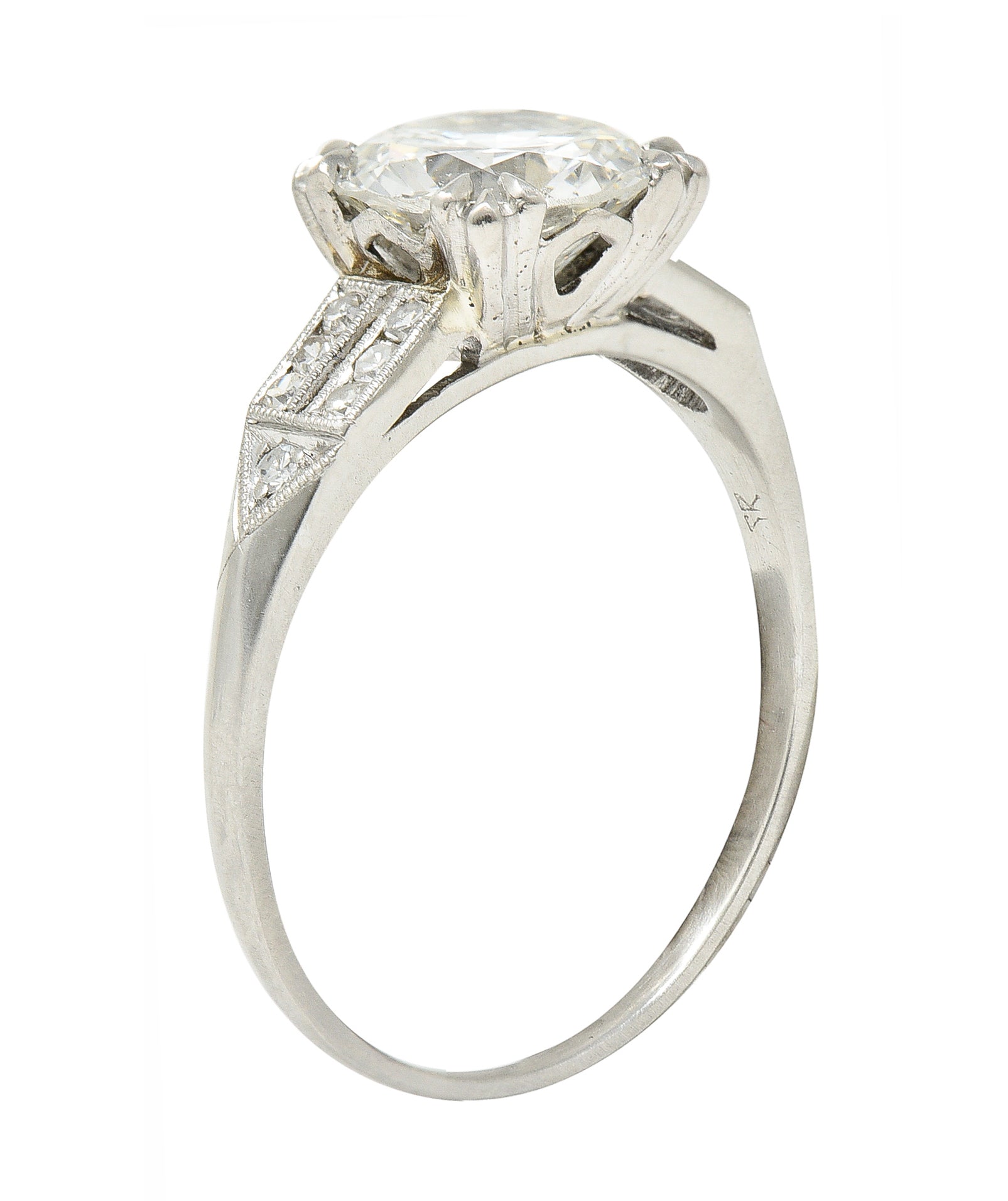 Art Deco 2.01 CTW Old European Cut Diamond Platinum Arrow Engagement Ring GIA Wilson's Estate Jewelry
