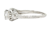 Maurice Tishman Art Deco 0.40 CTW Diamond Platinum Scrolled Engagement Ring Wilson's Estate Jewelry