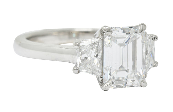 2.81 CTW Emerald Cut Diamond Platinum Engagement Ring GIARing - Wilson's Estate Jewelry