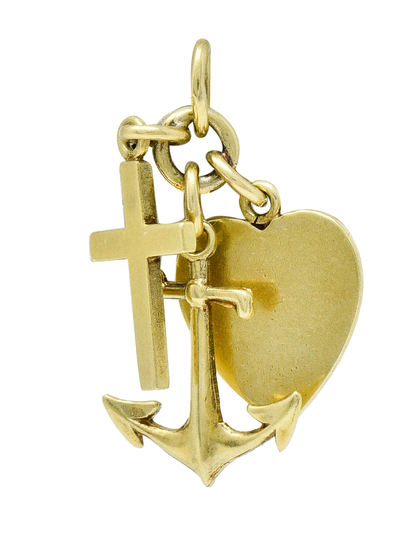 Richardson Mfg. Retro 14 Karat Gold Faith Hope & Love Charmcharm - Wilson's Estate Jewelry