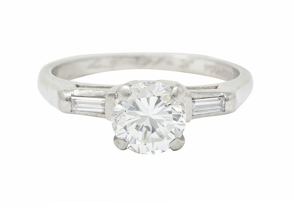 1957 Mid-Century 1.10 CTW Diamond Platinum Three Stone Engagement RingRing - Wilson's Estate Jewelry