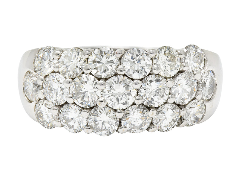 Contemporary 3.50 CTW Pave Diamond 18 Karat White Gold Band Ring Wilson's Estate Jewelry