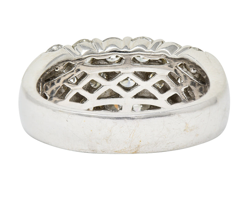 Contemporary 3.50 CTW Pave Diamond 18 Karat White Gold Band Ring Wilson's Estate Jewelry