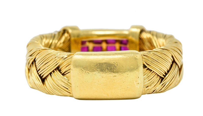 Vintage Ruby Diamond 18 Karat Gold Wheat Band RingRing - Wilson's Estate Jewelry