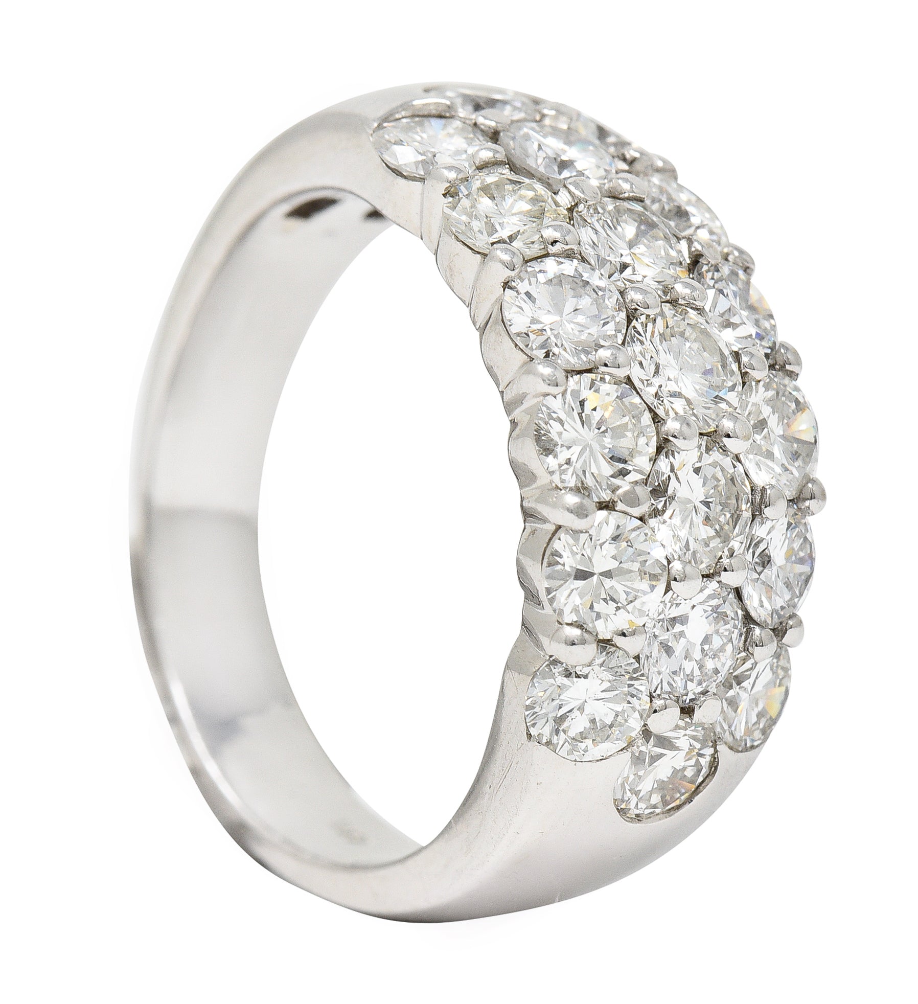 Contemporary 3.50 CTW Pave Diamond 18 Karat White Gold Band Ring Wilson's Estate Jewelry