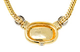 Vintage Diamond Carved Emerald 14 Karat Gold Floral Station Collar Necklace - Wilson's Estate Jewelry