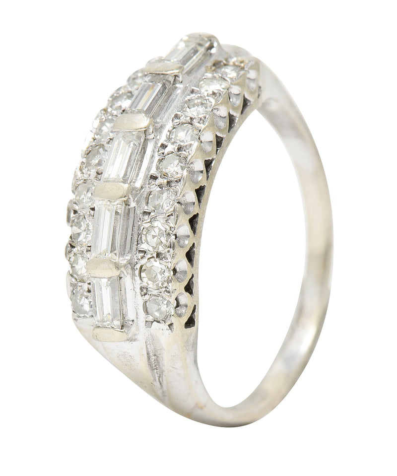 Retro 0.65 CTW Diamond 14 Karat White Gold Fishtail Band Ring Wilson's Estate Jewelry
