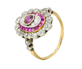 Edwardian Ruby Diamond Platinum-Topped 18 Karat Gold Dinner RingRing - Wilson's Estate Jewelry