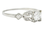 Art Deco 0.52 CTW Diamond 18 Karat White Gold Orange Blossom Engagement Ring Wilson's Estate Jewelry