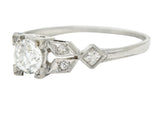 Art Deco 0.52 CTW Diamond 18 Karat White Gold Orange Blossom Engagement Ring Wilson's Estate Jewelry