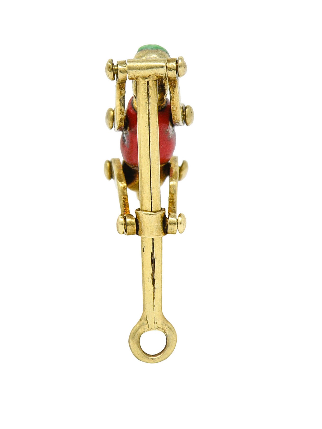 1940's Retro Enamel 14 Karat Gold Articulated Circus Monkey Charmcharm - Wilson's Estate Jewelry