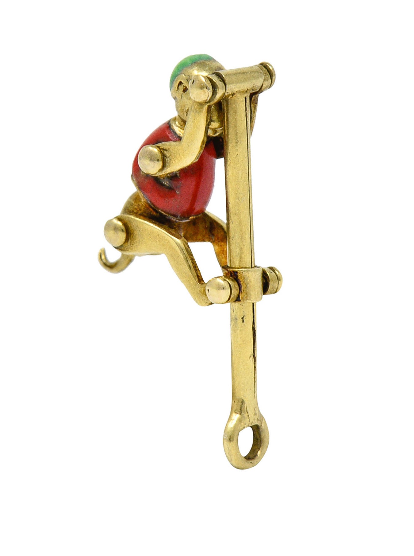 1940's Retro Enamel 14 Karat Gold Articulated Circus Monkey Charmcharm - Wilson's Estate Jewelry