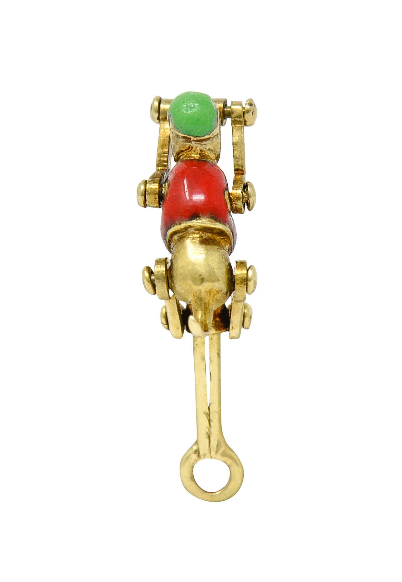 1940's Retro Enamel 14 Karat Gold Articulated Circus Monkey Charmcharm - Wilson's Estate Jewelry