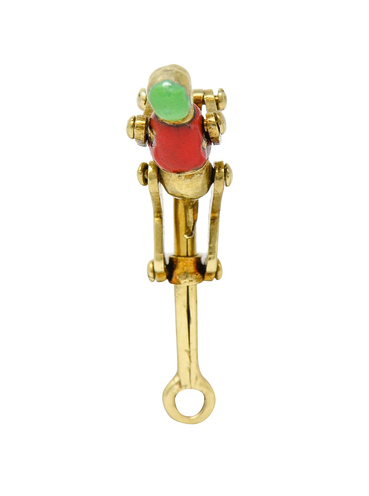 1940's Retro Enamel 14 Karat Gold Articulated Circus Monkey Charmcharm - Wilson's Estate Jewelry