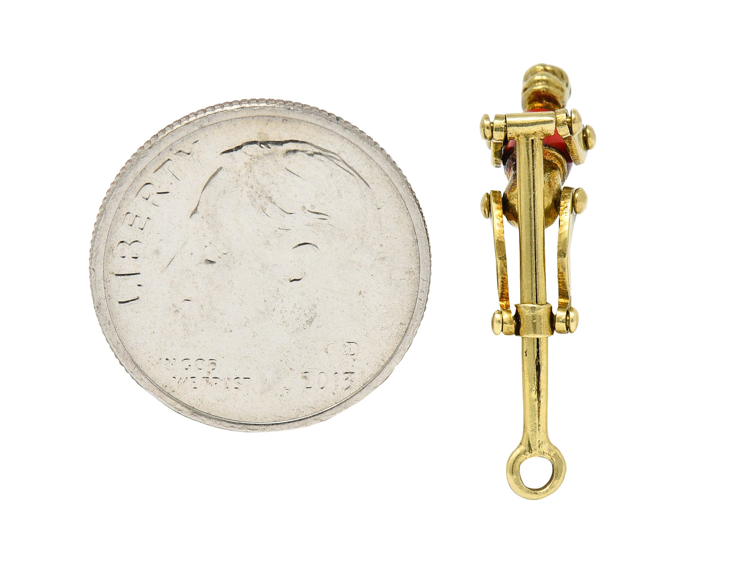 1940's Retro Enamel 14 Karat Gold Articulated Circus Monkey Charmcharm - Wilson's Estate Jewelry