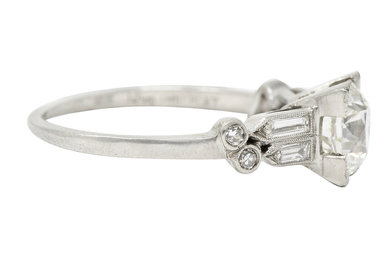 Late Art Deco 1.31 CTW Diamond Platinum Engagement Ring GIA Wilson's Estate Jewelry