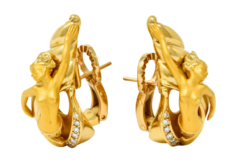 Carrera Y Carrera Diamond 18 Karat Gold Mermaid EarringsEarrings - Wilson's Estate Jewelry