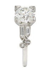 Late Art Deco 1.31 CTW Diamond Platinum Engagement Ring GIA Wilson's Estate Jewelry