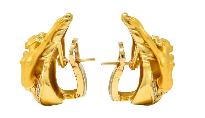 Carrera Y Carrera Diamond 18 Karat Gold Mermaid EarringsEarrings - Wilson's Estate Jewelry