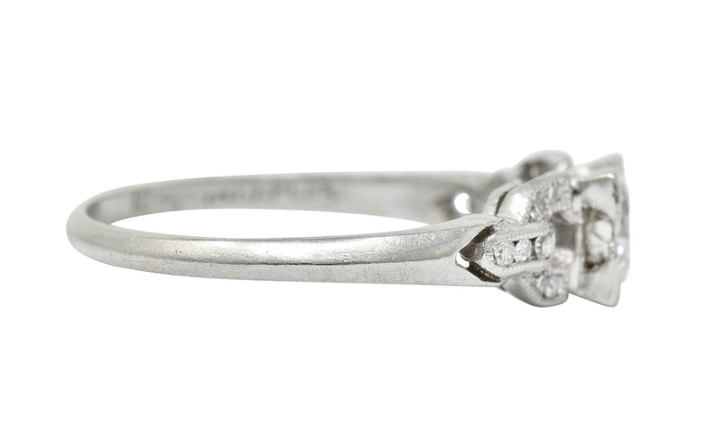 1940's Retro 0.53 CTW Diamond Platinum Buckle Engagement RingRing - Wilson's Estate Jewelry
