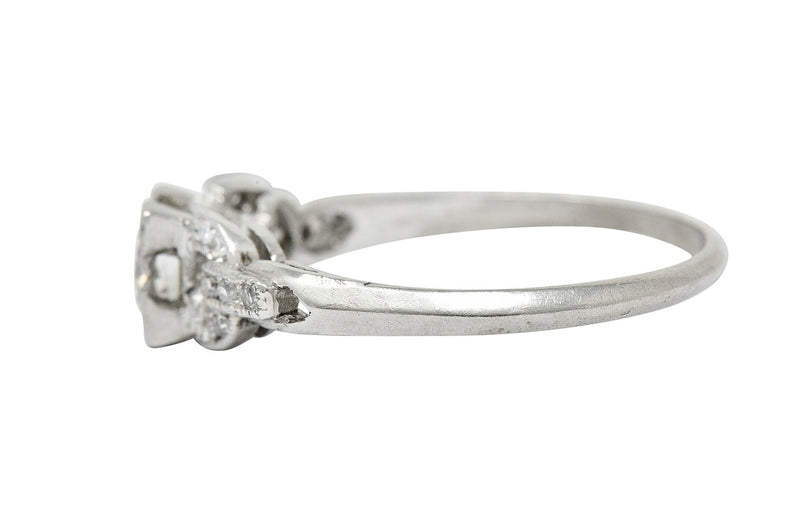 1940's Retro 0.53 CTW Diamond Platinum Buckle Engagement RingRing - Wilson's Estate Jewelry