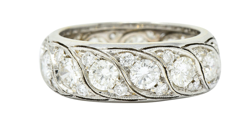 Vintage 3.78 CTW Diamond 14 Karat White Gold Eternity Band RingRing - Wilson's Estate Jewelry