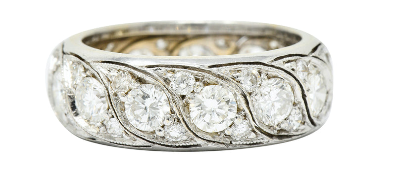 Vintage 3.78 CTW Diamond 14 Karat White Gold Eternity Band RingRing - Wilson's Estate Jewelry