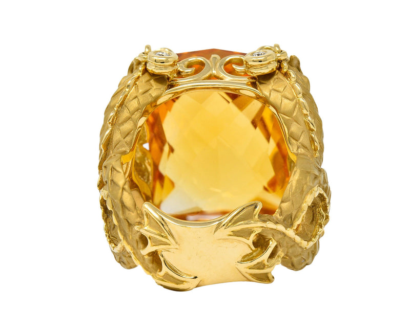 Carrera Y Carrera Citrine Diamond 18 Karat Gold Nanking Dragon Statement RingRing - Wilson's Estate Jewelry