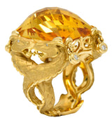 Carrera Y Carrera Citrine Diamond 18 Karat Gold Nanking Dragon Statement RingRing - Wilson's Estate Jewelry
