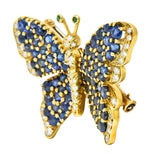 1989 Tiffany & Co. 4.22 CTW Sapphire Diamond Emerald 18 Karat Gold Butterfly BroochBrooch - Wilson's Estate Jewelry