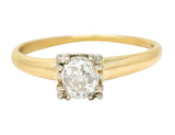 Retro 0.50 CTW Old Mine Diamond 14 Karat Two-Tone Gold Vintage Solitaire Engagement Ring Wilson's Estate Jewelry