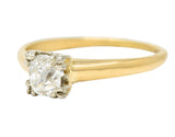 Retro 0.50 CTW Old Mine Diamond 14 Karat Two-Tone Gold Vintage Solitaire Engagement Ring Wilson's Estate Jewelry
