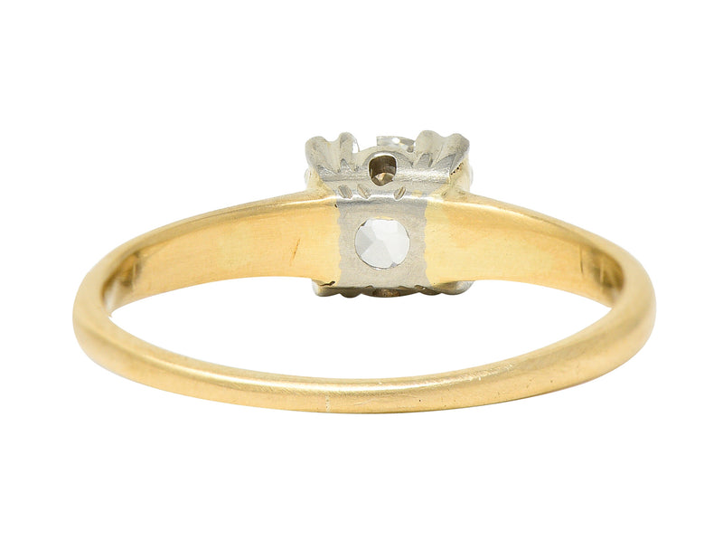 Retro 0.50 CTW Old Mine Diamond 14 Karat Two-Tone Gold Vintage Solitaire Engagement Ring Wilson's Estate Jewelry