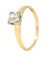 Retro 0.50 CTW Old Mine Diamond 14 Karat Two-Tone Gold Vintage Solitaire Engagement Ring Wilson's Estate Jewelry