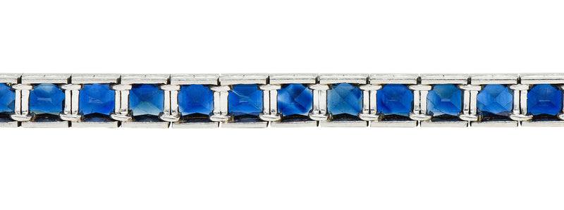 Art Deco 14.00 CTW French Cut Sapphire Platinum Line Braceletbracelet - Wilson's Estate Jewelry