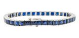 Art Deco 14.00 CTW French Cut Sapphire Platinum Line Braceletbracelet - Wilson's Estate Jewelry