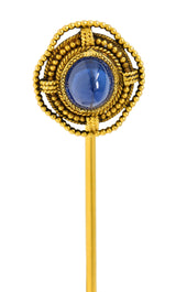 Victorian Marcus & Co. Sapphire Cabochon 14 Karat Yellow Gold Antique Stickpin Wilson's Estate Jewelry