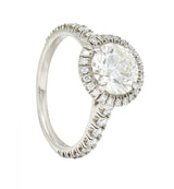Cartier French 2.15 CTW Round Brilliant Diamond Platinum Destinee Halo Engagement Ring GIA Wilson's Estate Jewelry