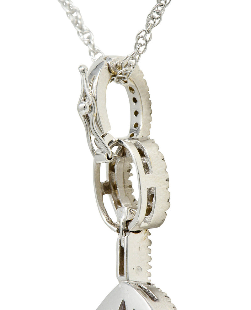 Checkerboard Cut Amethyst Diamond 18 Karat White Gold Enhancer Pendant NecklaceNecklace - Wilson's Estate Jewelry