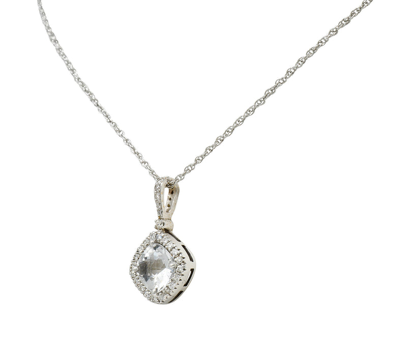 Checkerboard Cut White Topaz Diamond 18 Karat Gold Pendant NecklaceNecklace - Wilson's Estate Jewelry