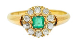 Victorian 0.70 CTW Emerald Diamond 18 Karat Gold Cluster RingRing - Wilson's Estate Jewelry