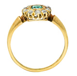 Victorian 0.70 CTW Emerald Diamond 18 Karat Gold Cluster RingRing - Wilson's Estate Jewelry