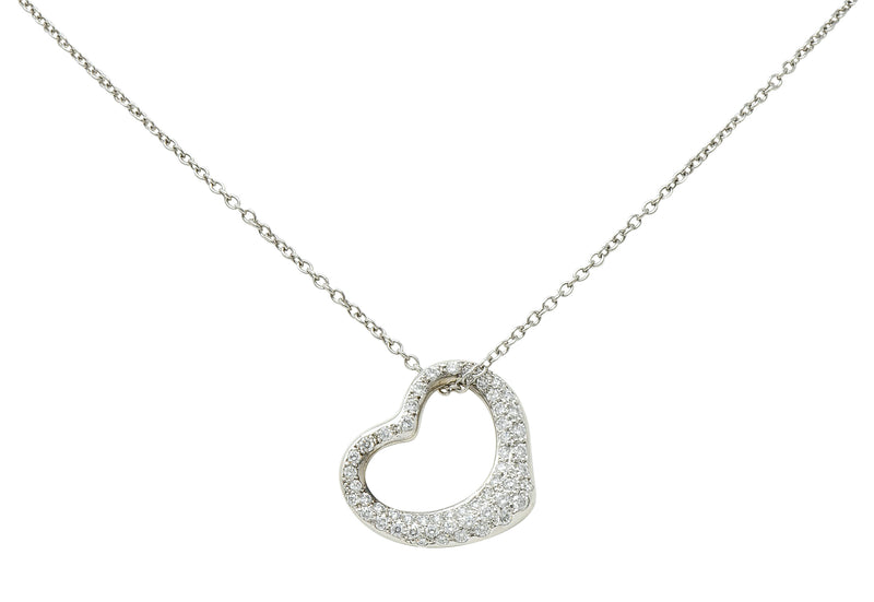 Elsa Peretti Tiffany & Co. 1.00 CTW Diamond Platinum 22MM Open Heart Pendant NecklaceNecklace - Wilson's Estate Jewelry