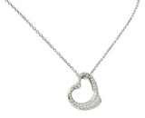 Elsa Peretti Tiffany & Co. 1.00 CTW Diamond Platinum 22MM Open Heart Pendant NecklaceNecklace - Wilson's Estate Jewelry