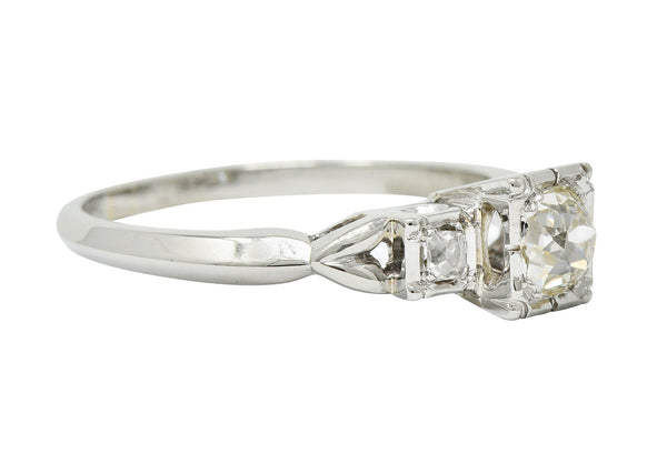 W.J. Harbor Co. Retro 0.64 CTW Diamond 18 Karat White Gold Engagement RingRing - Wilson's Estate Jewelry