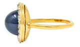 Vintage 6.09 CTW No Heat Australian Sapphire Diamond 18 Karat Gold Cabochon Cluster Ring GIARing - Wilson's Estate Jewelry