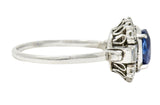 Late Art Deco 2.42 CTW No Heat Burma Sapphire Diamond Platinum Cluster Ring GIARing - Wilson's Estate Jewelry