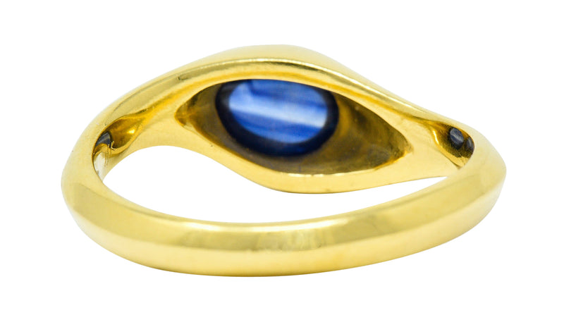Vintage Sapphire Cabochon 18 Karat Gold Eyelet Band Ring Circa 1990sRing - Wilson's Estate Jewelry