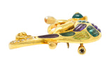Vintage Diamond Multi-Gem 18 Karat Gold Carved Stone Chameleon BroochBrooch - Wilson's Estate Jewelry